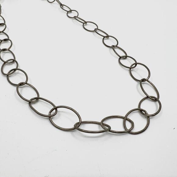 Vintage 925 Sterling Silver Coronation Crown Clasp Wide Link Chain Necklace - Picture 4 of 6